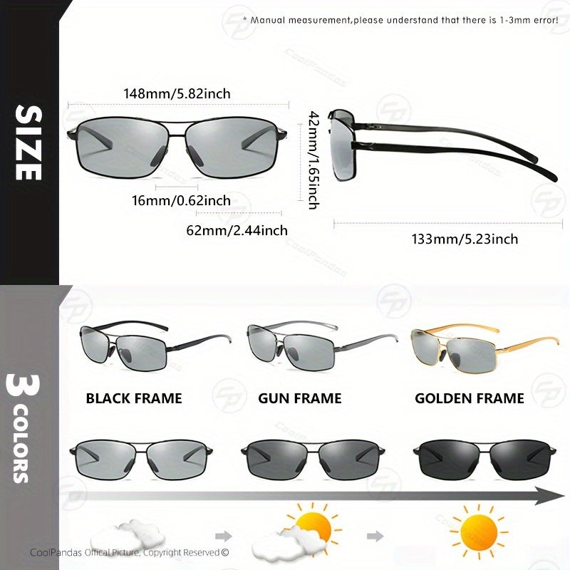 Coolpandas Brand Top Photochromic Glasses for Men And Women, Polarized Chameleon Glasses for Outdoor Sports, Fishing, Driving Goggles with Anti-Glare Features.