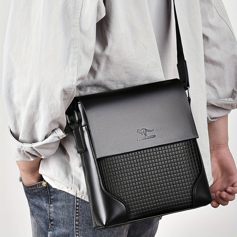 Men'S Stylish Casual Shoulder Crossbody Bag, Small Faux Leather Satchel.