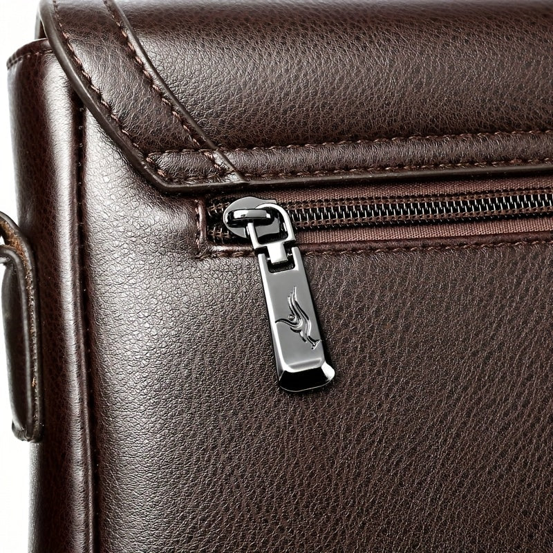 1pc KANDIDER Men's Fashion Crossbody Bag - Brown Vertical Shoulder Satchel with Adjustable Strap, Large Capacity for Business & Casual Travel