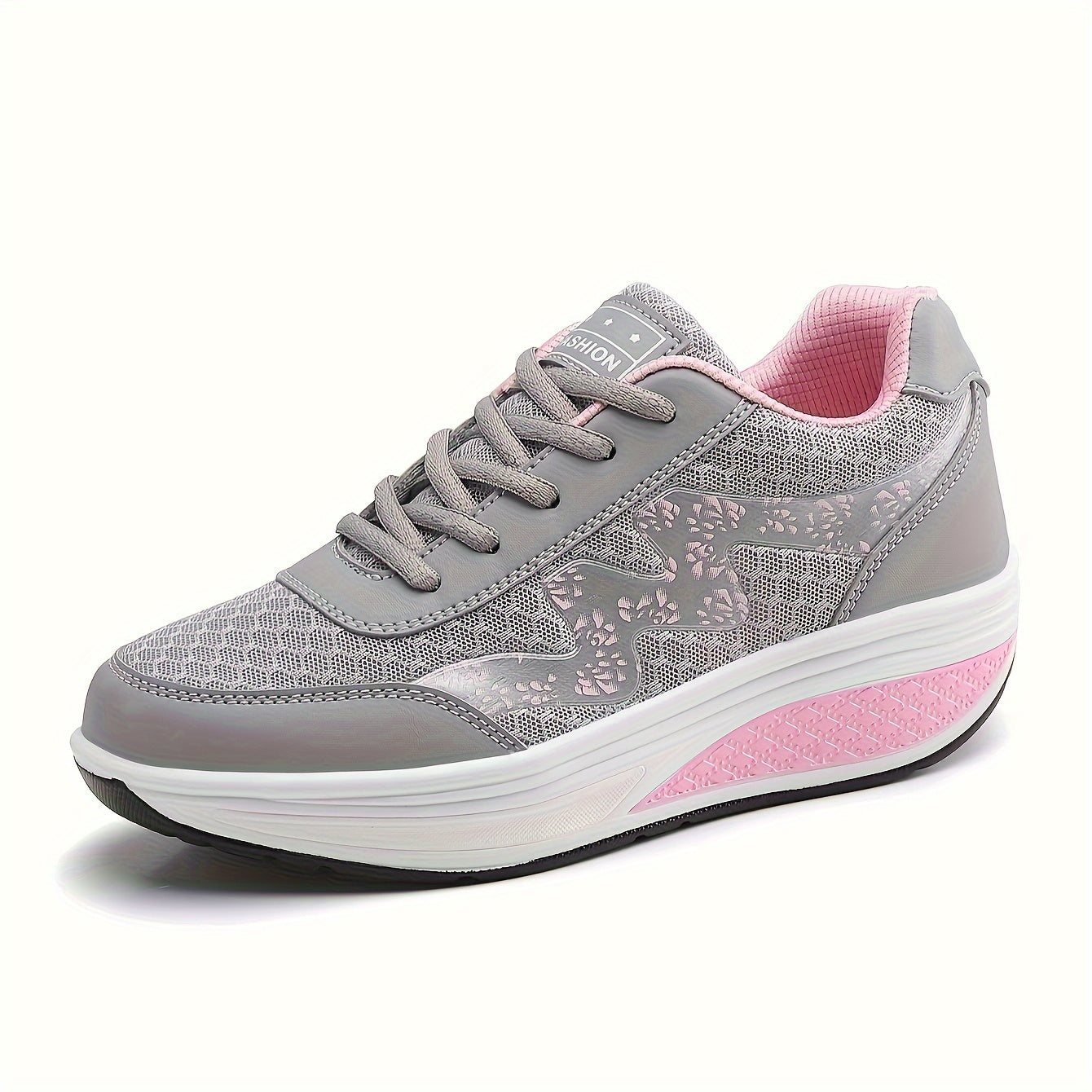 Women's Light Blue Breathable Mesh Sneakers - Air-Cushioned, Thick-Soled Sneakers with Sport Control & Lace-Up Design for All Seasons