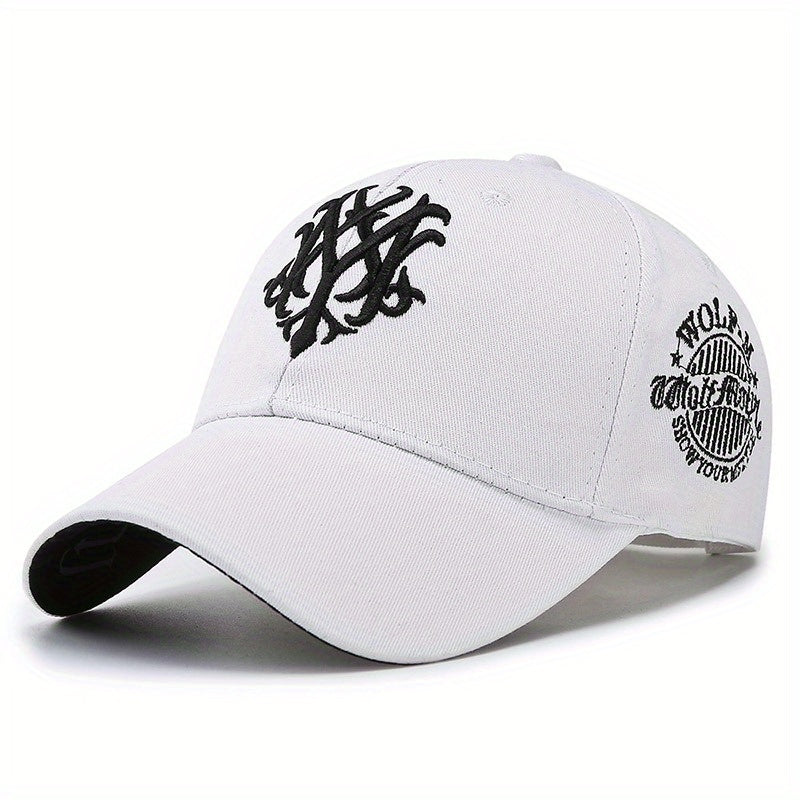1pc Unisex Baseball Cap with "M" Design, Adjustable Metal Buckle Closure, Stylish & Comfortable for Men & Women, All-Season Wear, Black, Casual Headwear, Modern Headgear