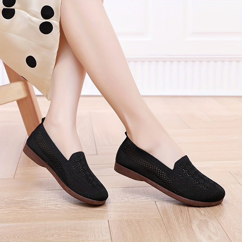 Women's Breathable Slip-On Casual Shoes - Lightweight, Non-Slip Comfort Sneakers with Perforated Design for Summer, Brown Fabric Upper & PVC Sole, Ladies Sneakers