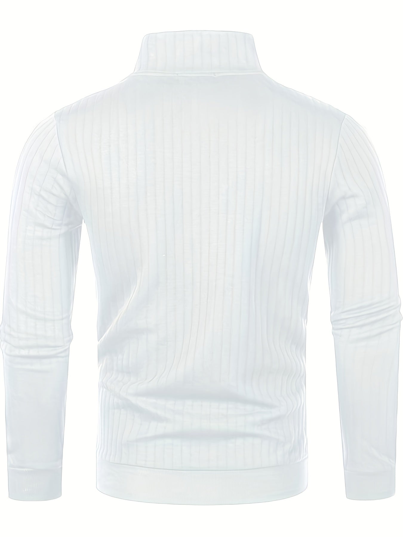 Men'S Casual Polyester Sweater, Solid Color, High Neck Quarter Zip, Long-Sleeved Pullover, Regular Fit, 100% Polyester Knit Fabric, 230g/m² - Fall/Winter Essential
