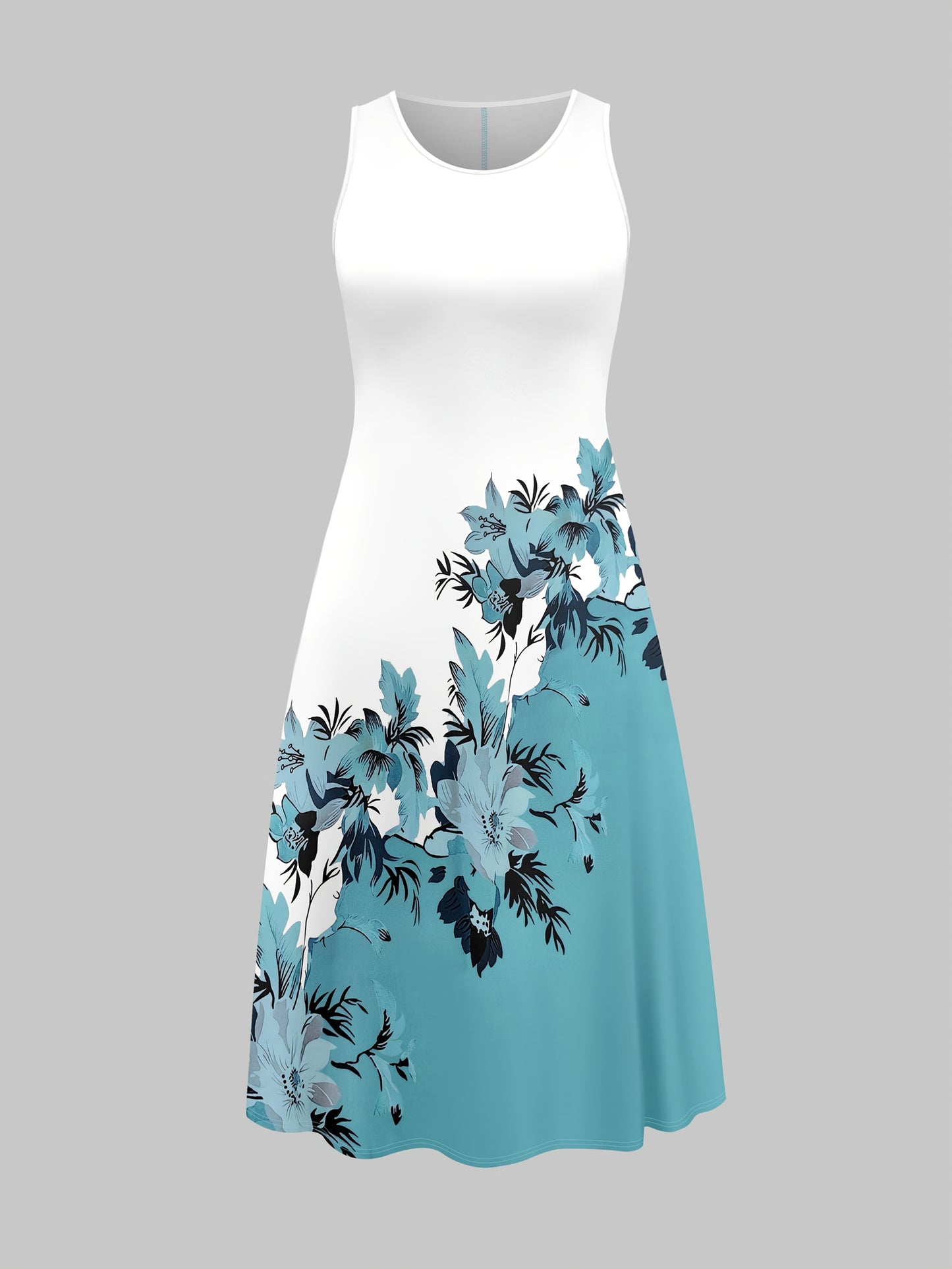 Fashion Women's solid color small cardigan and floral print patchwork dress two-piece set