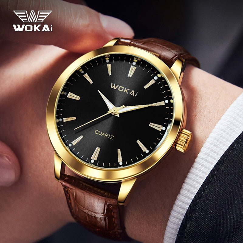 WOKAI Men'S Luxury Sports Watch - Waterproof, Quartz Movement, Round Dial with Roman Numerals & LED Display, Faux Leather Strap, Perfect for Casual or Active Lifestyles, Sporty Timepiece | Stylish Timepiece | Durable Watch