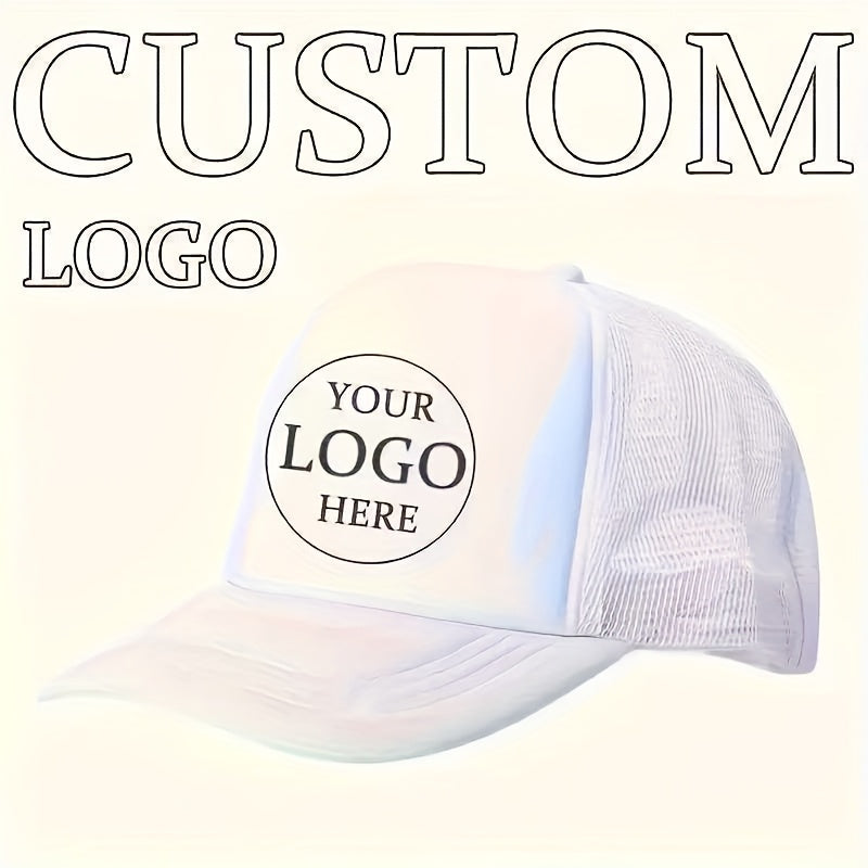Custom Logo Trucker Hat - Adjustable Breathable Mesh Baseball Cap for Men, Outdoor Casual Wear, Durable Polyester with Personalized Design, Outdoor Headwear