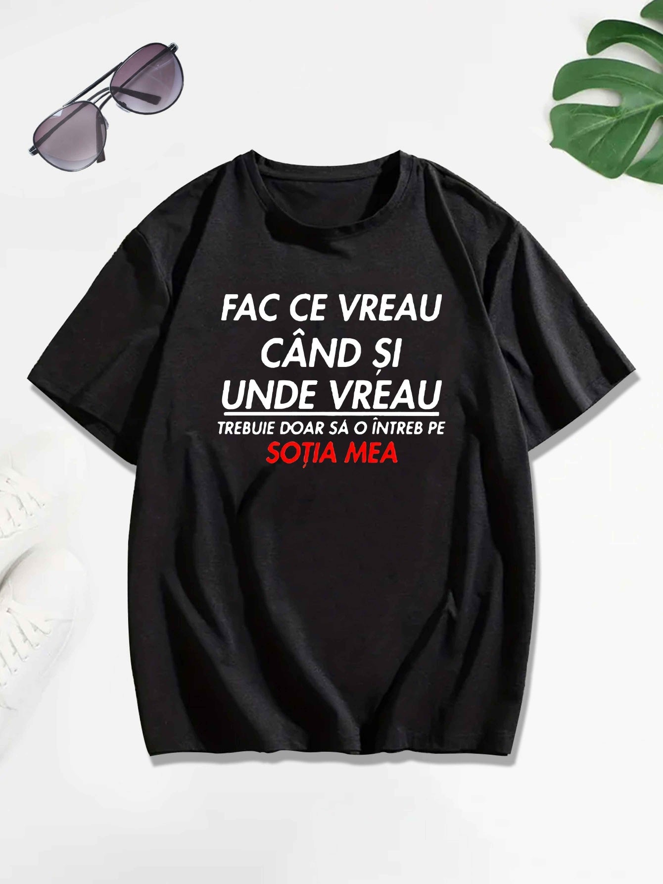 Men's Romanian Quote Short Sleeve T-Shirt - "Face Ce Vreau Cand Si Under Breath" Print, Lightweight Polyester, Casual Summer Top, Round Neck, Machine Washable, Machine Washable Tee | Bold Text Tee | Lightweight Material