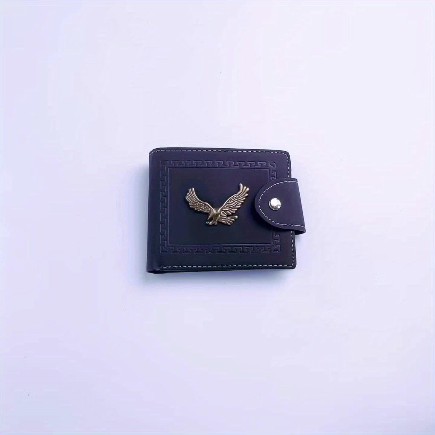 Fashion Eagle Wallet For Men, Zipper Snap Coin Credit Card Bag, Frosted PU Leather Clip For Men