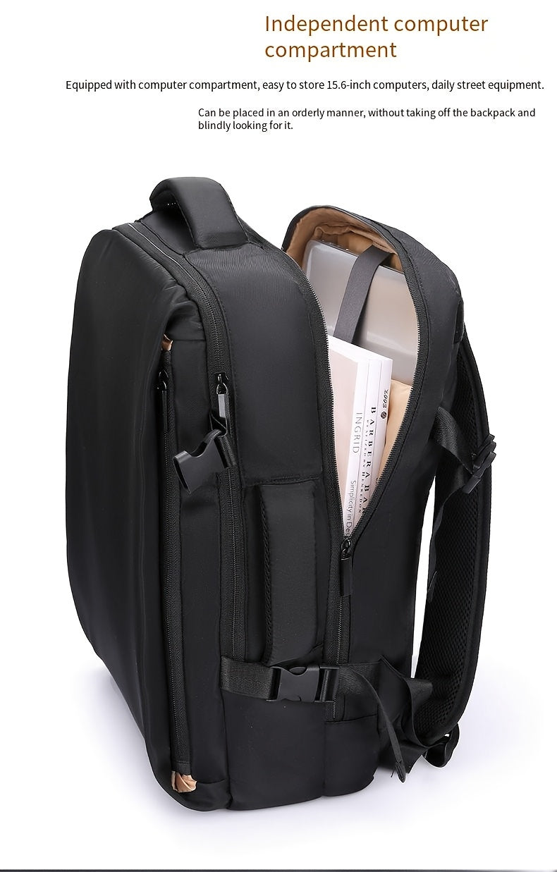 Men's Professional Laptop Backpack - Large Capacity Business Backpack with 39.62cm Laptop Compartment, Heavy-Duty Zipper Closure, Padded Shoulder Straps - Sleek Black Backpack for Office, Travel, Meetings - Durable Carry-On B
