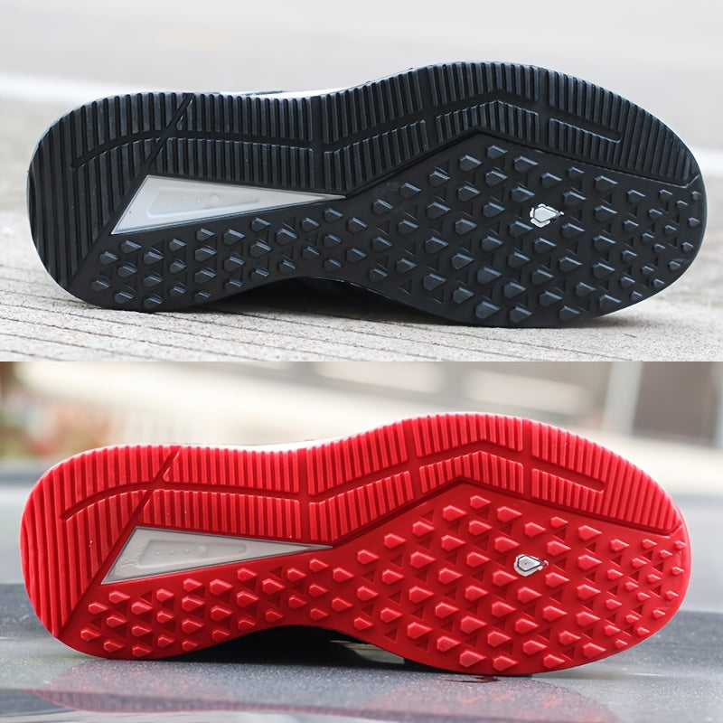 Breathable Men's Athletic Sneakers - Lightweight, Non-Slip Running Shoes with Soft Rubber Sole, Stylish Black Mesh Design for All Seasons, Casual & Sporty Wear, Allseason Footwear, Modern Streetwear, Comfortable Fabric Insole
