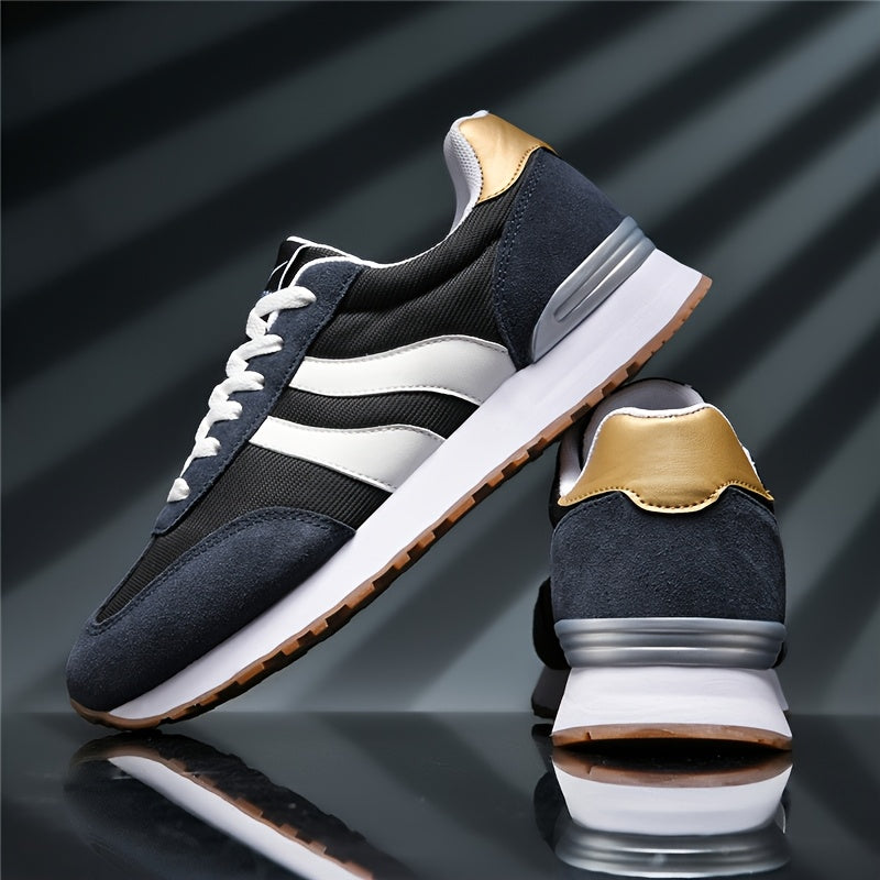 AOPLUS Men's Breathable Casual Sneakers - Lightweight Running Shoes with Cushioned Insole, Durable Rubber Sole, and Stylish Color Block Design for Sports and Casual Attire