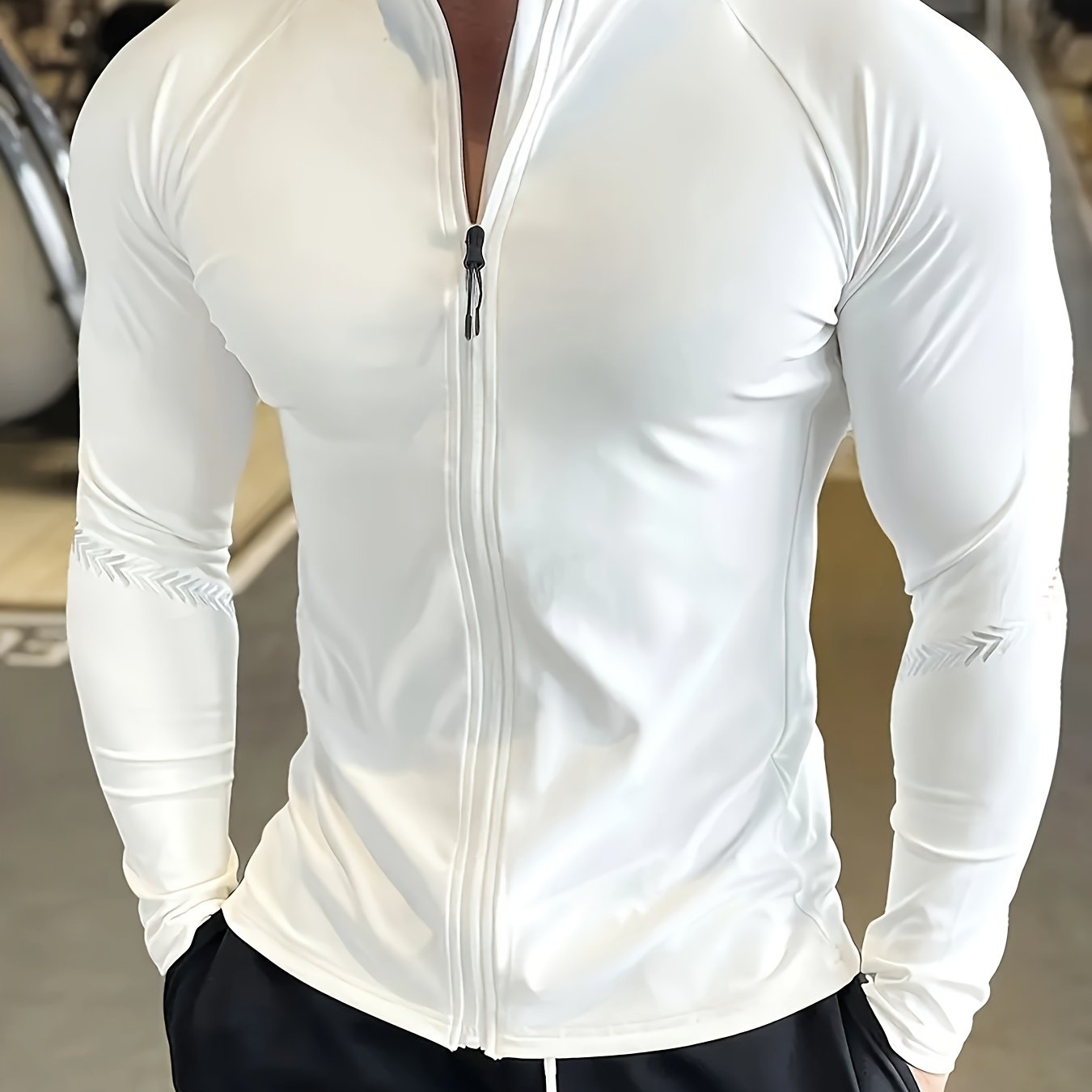 Men'S Ultra-Breathable UV Protection Long Sleeve Zip Neck Jacket, Quick-Dry Lightweight, for Intense Basketball, Cycling, Hiking & All-Outdoor Adventures