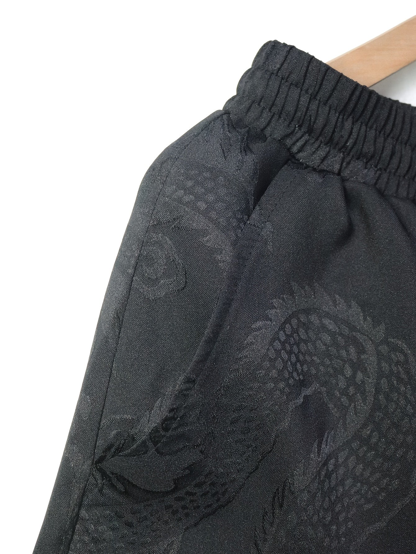 HZCX FASHION Men'S Vintage Summer Beachwear Set - Casual Button-Up Shirt & Drawstring Shorts with Traditional Dragon Design, Non-Stretch Fabric, Regular Fit, Perfect for Casual Attire, Summer Apparel | Casual Beachwear | Draw