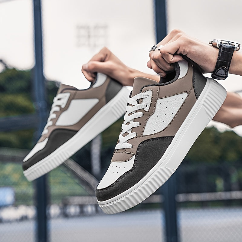 Men's Vintage-Style Sneakers - Lace-Up, Low-Top Skate Shoes with Thick Sole for All Seasons & Activities