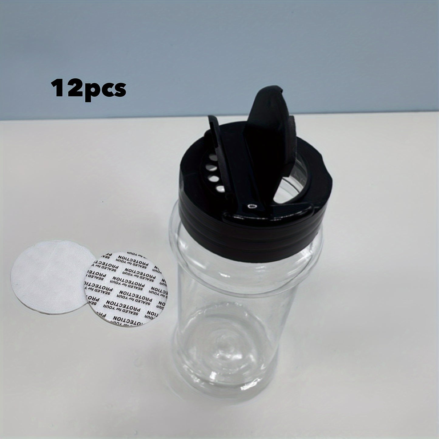 6/12pcs, Storage Containers, 3.5OZ Leakproof Seasoning Containers With Black Screw Lids, Portable Empty Clear Spice Sealing Jars For Spice, Powder, Chili And Salt, Kitchen Organizer And Storage, Kitchen Accessories