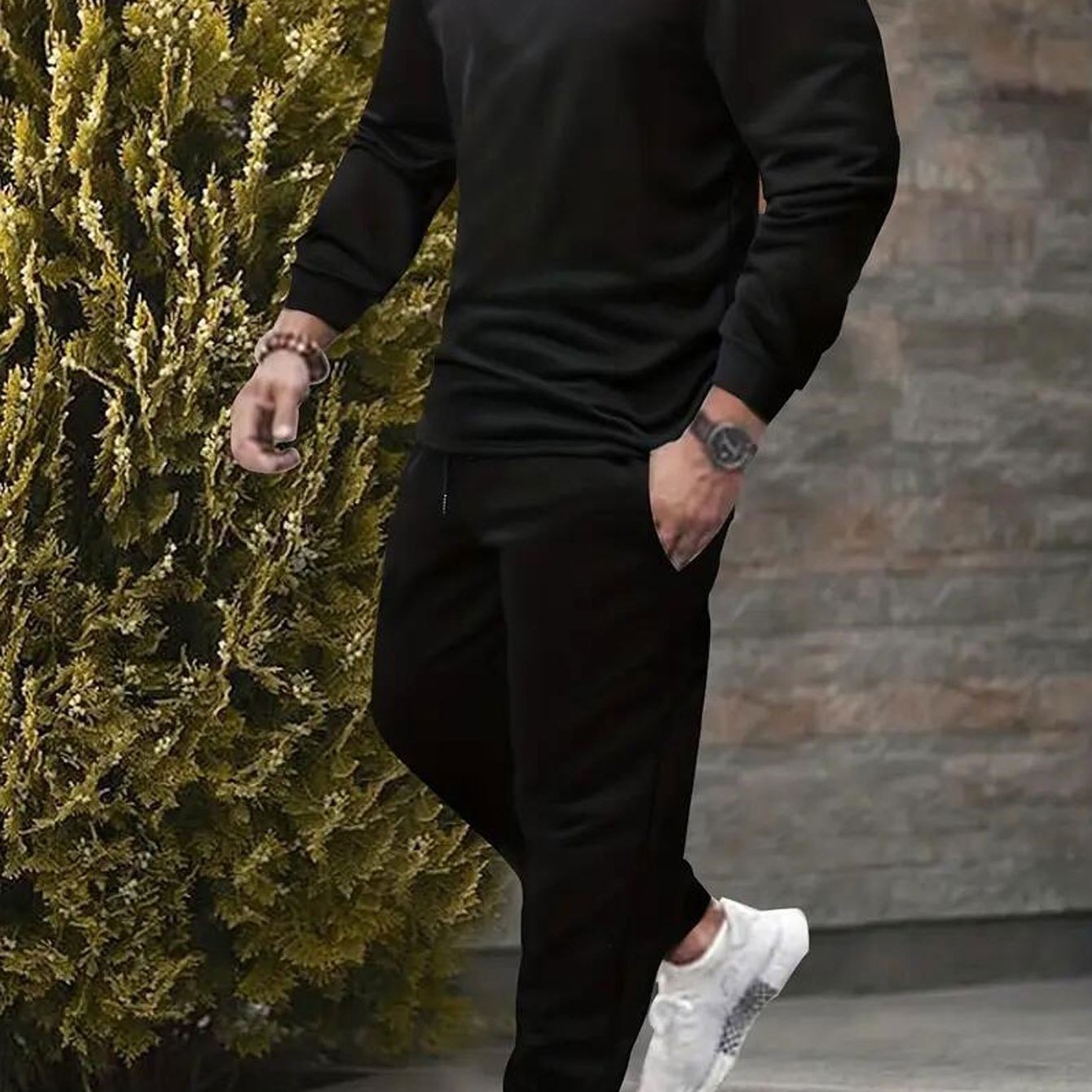 Men's Long Sleeve Sweatshirt and Pants Set, Trendy Print Casual Fashion Outdoor Sports Two-Piece Set