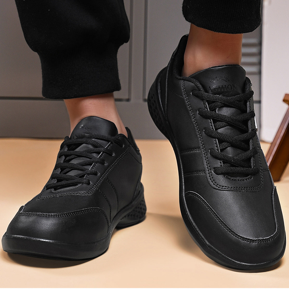 Men's Stylish Black Casual Sneakers - Breathable PU Upper, Non-Slip MD Sole, Lace-Up Design for Everyday & Leisure Wear, Sports Sneakers | Lowtop Sneakers | Comfort Fit Shoes