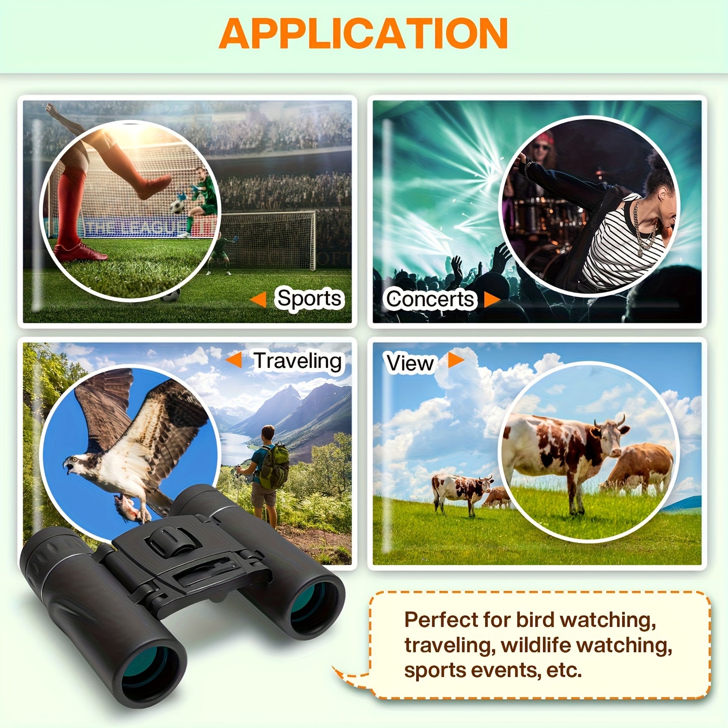 10x22 Compact Folding Binoculars HD Lightweight Pocket Size with Prism Imaging & Center Focus - Durable Plastic for Exploration, Concerts, Sports Events, Compact Binoculars