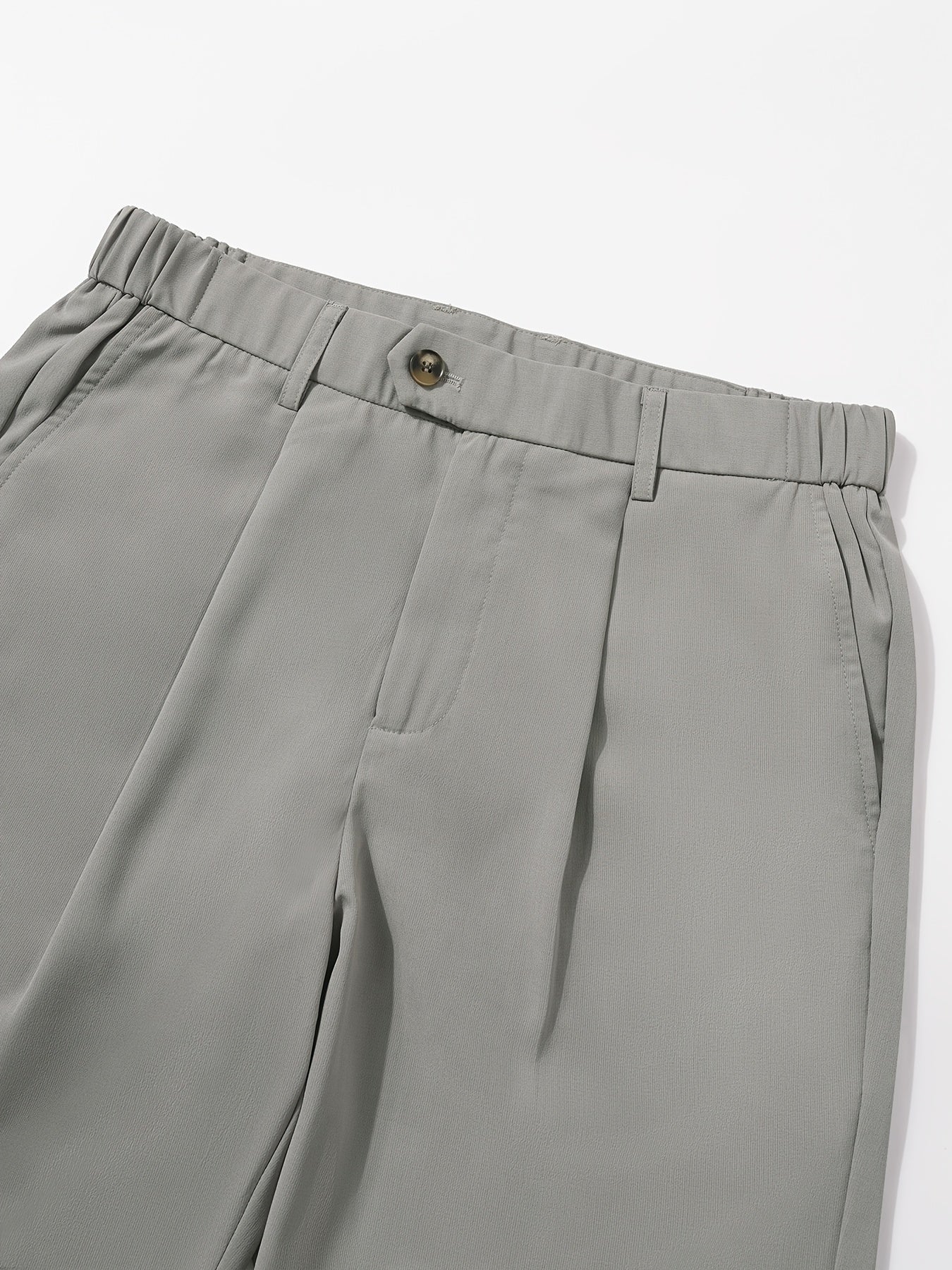 Men's Sleek Solid Color Dress Pants - Polyester, Mid-Rise with Pockets, Ideal for Office & Casual Wear in Spring/Summer, Non-Stretch Fabric