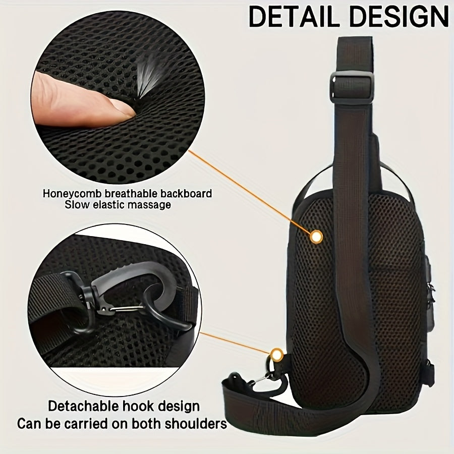 UNIXINU Men's Durable Oxford Fabric Anti-Theft Chest Bag - Sleek Casual Crossbody Sling Bag with Phone Pocket, Zipper Closure & Adjustable Strap for Motorcycle Riding, Commuting, Outdoor Sports, Bag for Bike, Travel Essential