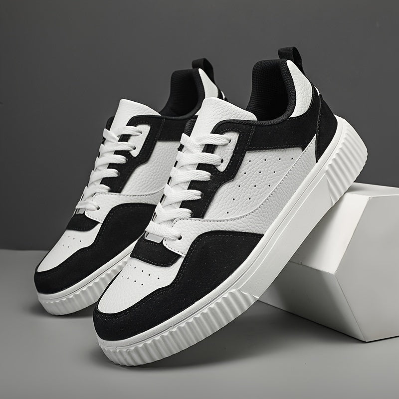 Men's Vintage-Style Sneakers - Lace-Up, Low-Top Skate Shoes with Thick Sole for All Seasons & Activities