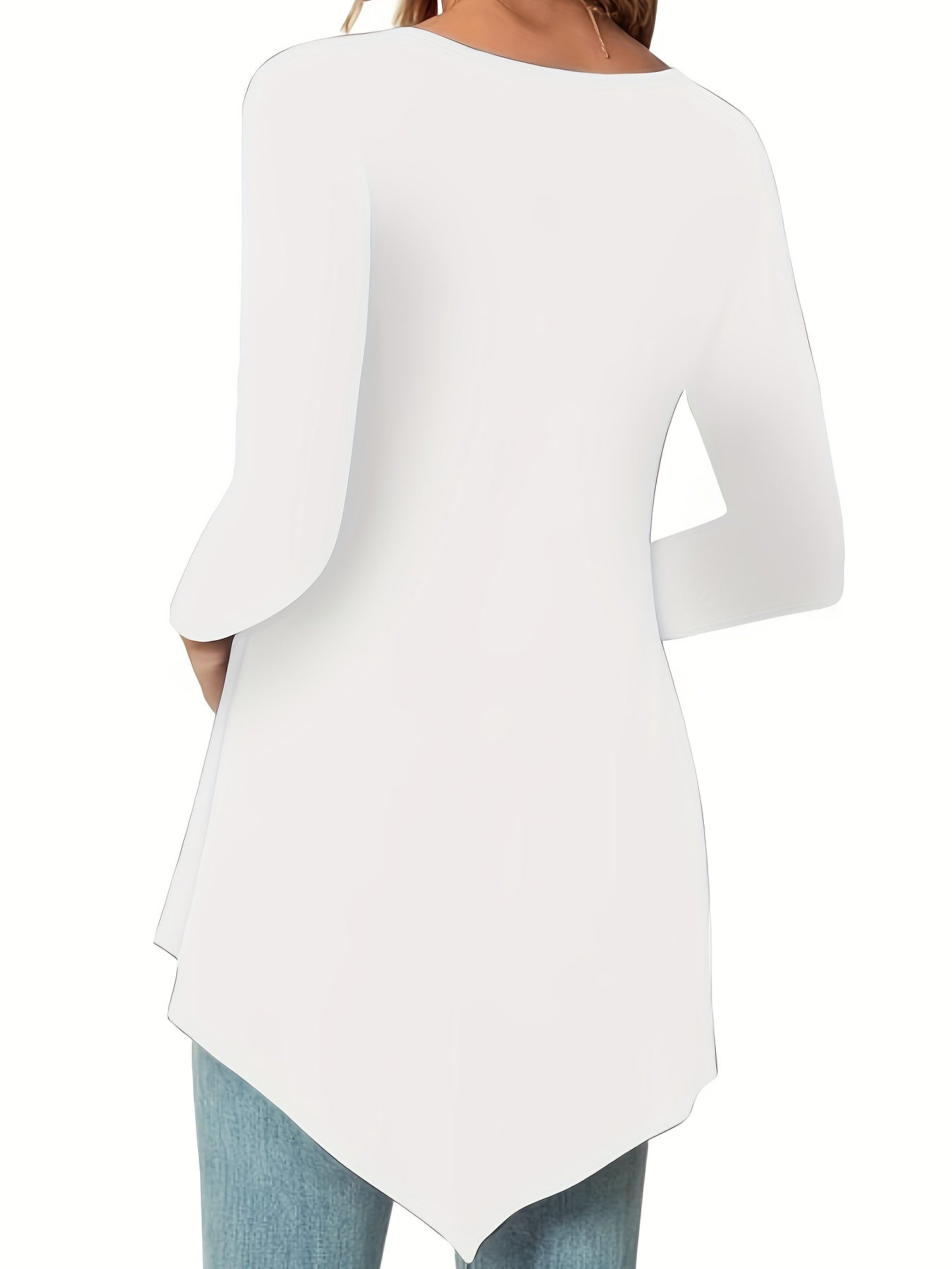 Women's Casual Long Sleeve Tunic Top, Polyester 95% Spandex 5% Knit Fabric, Solid Color Crew Neck Blouse for Spring/Summer/Fall, Spring Summer Blouse|Tunic Style|Solid Color Top