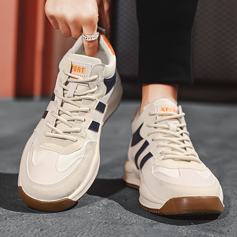Men's Breathable Lace-Up Sneakers - Casual & Stylish, Versatile for All Seasons, Non-Slip Rubber Sole
