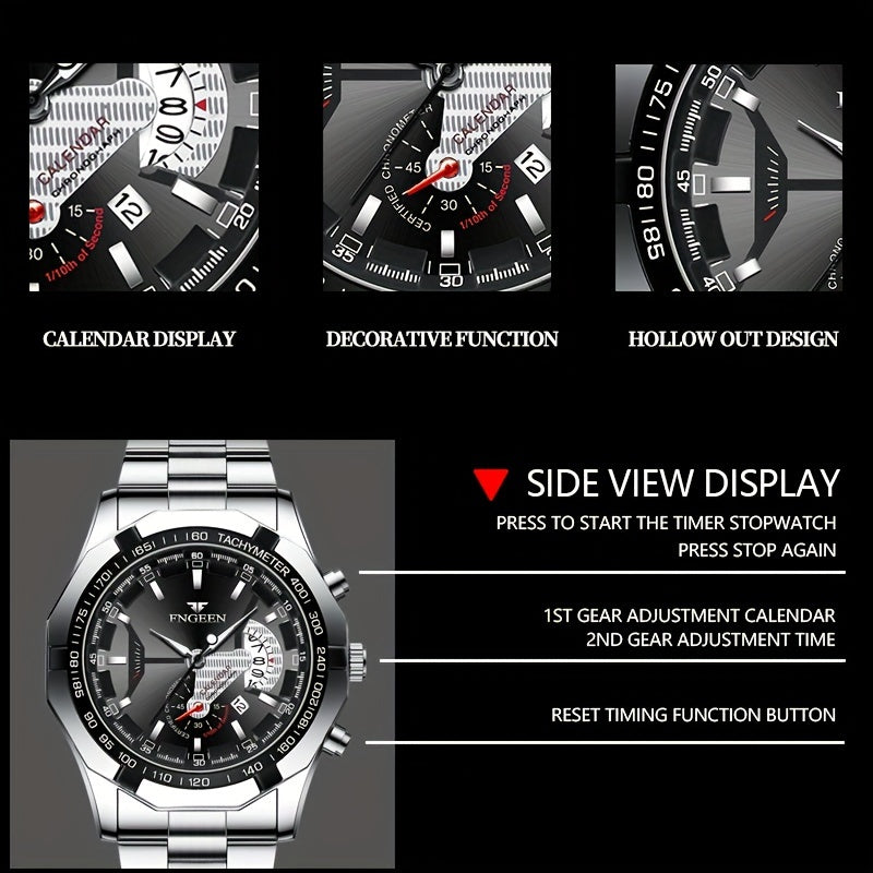 Men's Large Dial Watch, Creative Calendar Wrist Watch