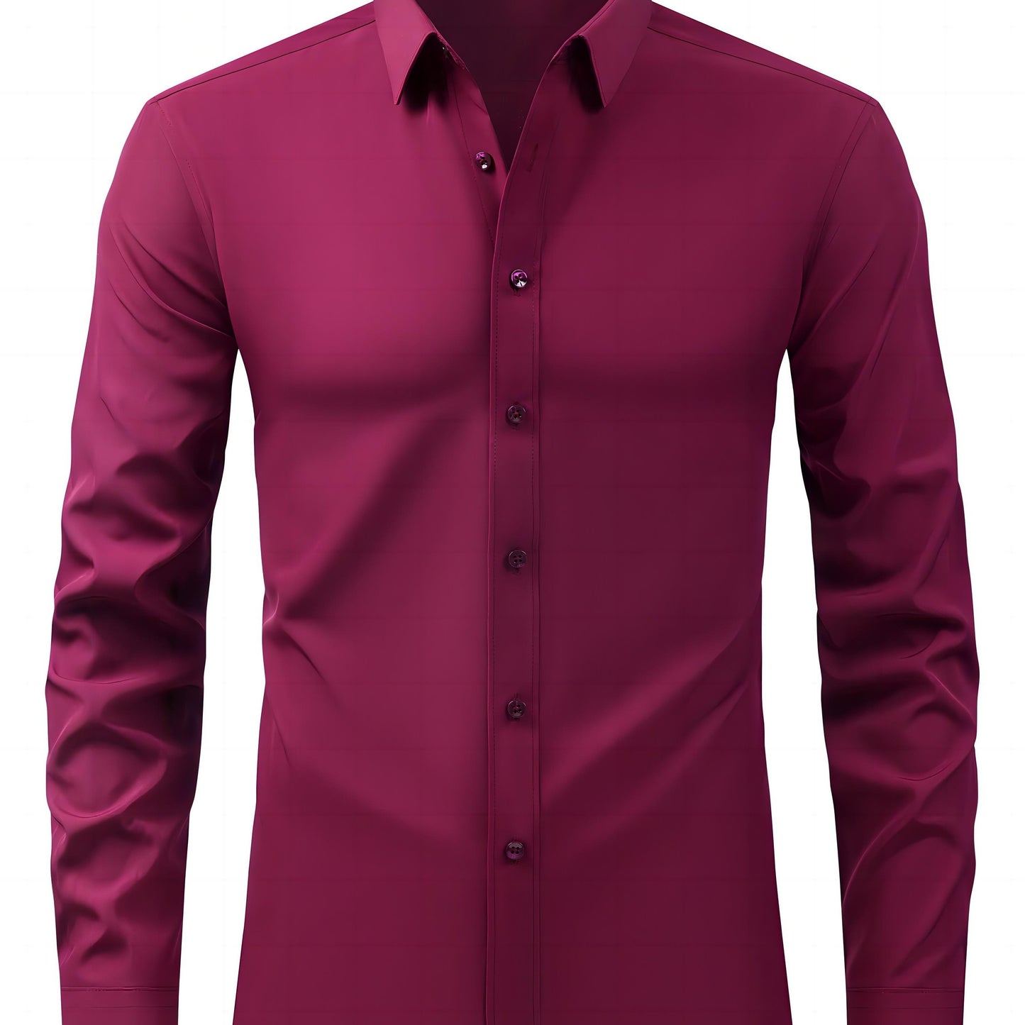 2025 New Men'S Business Slim-Fit Long-Sleeve Shirt, Wrinkle-Free, Elastic, And Smooth Fabric.