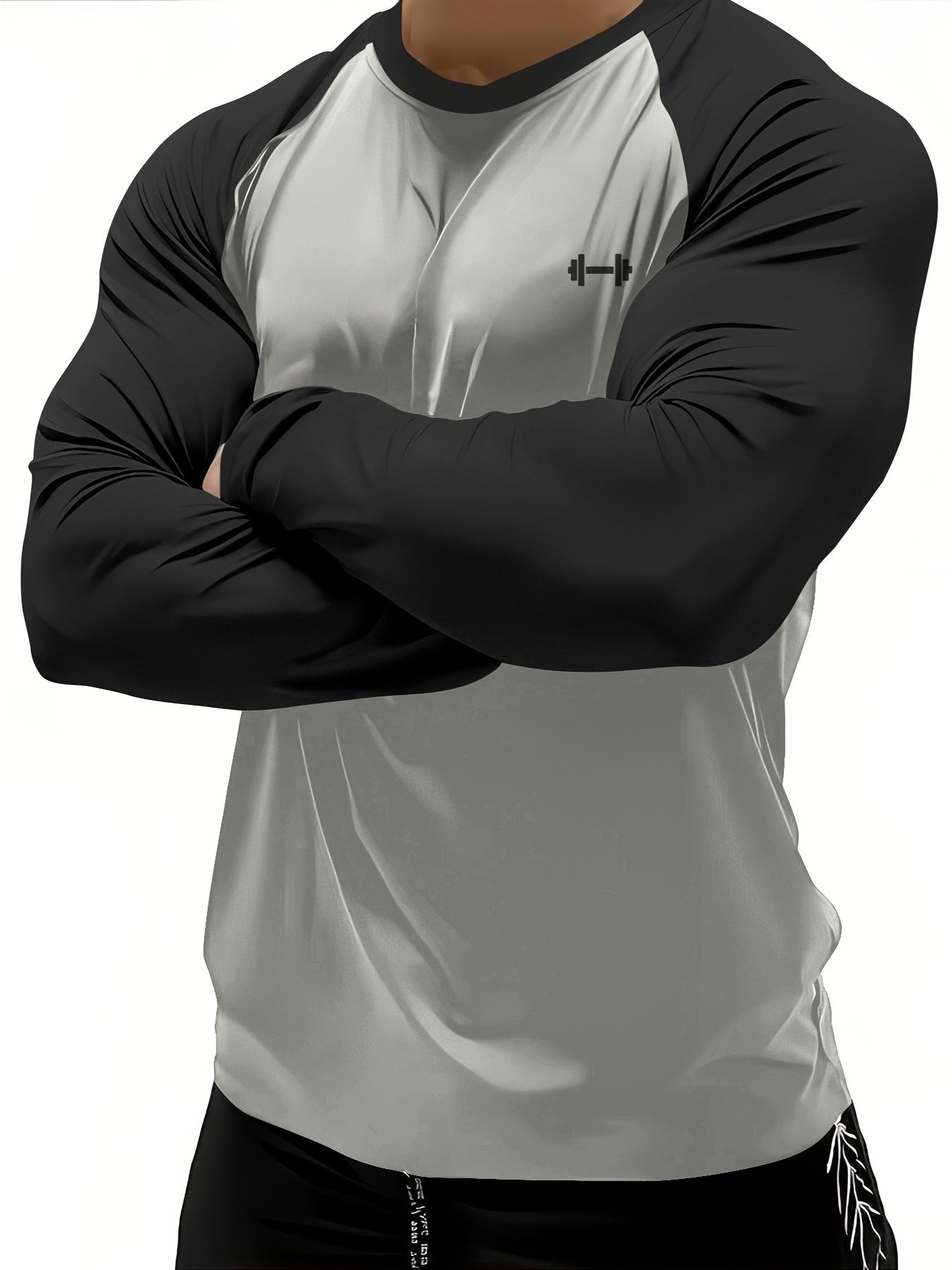 Men's Athletic Compression Long Sleeve T-Shirt - Quick-Dry, Breathable, with Graphic Print, Crew Neck, Stretch Fabric - Ideal for Running, Gym & Sports Activities, Gym Clothes