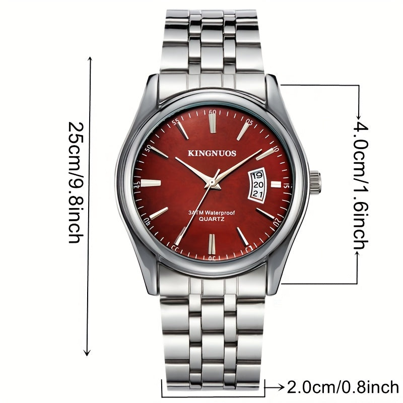 1pc New Fashion Stainless Steel Trendy High-end Atmosphere Luxury Elegant Business Travel Vacation Simple Versatile Men'S and Women'S Quartz Watch with Date