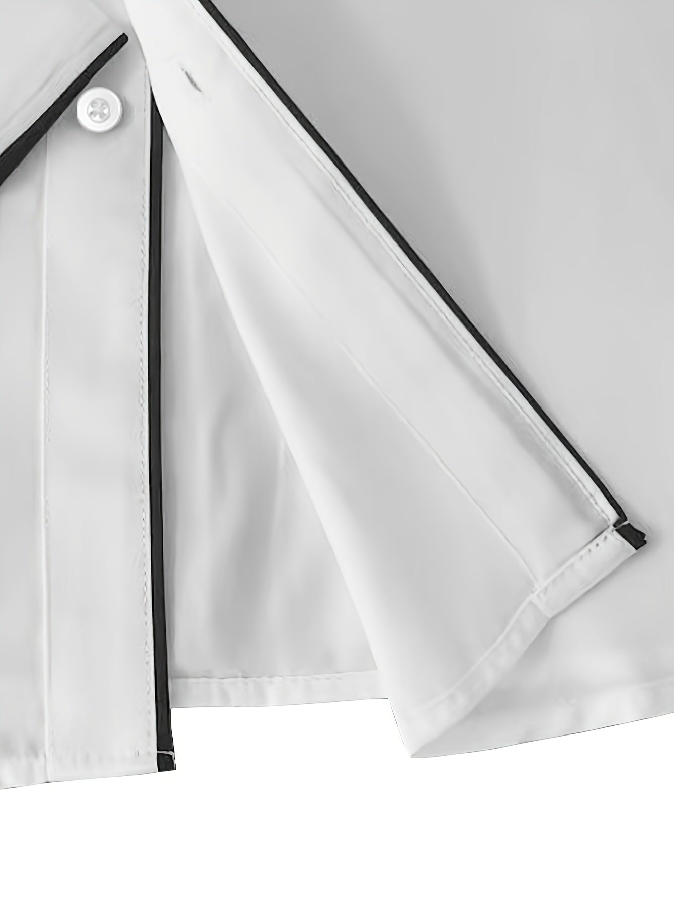 Elegant Men's Solid Color Long Sleeve Dress Shirt with Stylish Contrast Trim - 100% Polyester, Button-Up, Machine Washable - Ideal for Formal & Semi-Formal Occasions