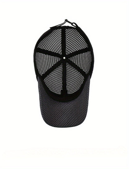 2pcs Unisex Quick-Dry Mesh Baseball Caps - Breathable, Adjustable Summer Sun Hats with Large Brims for Outdoor Activities, Black & Gray Textured Design