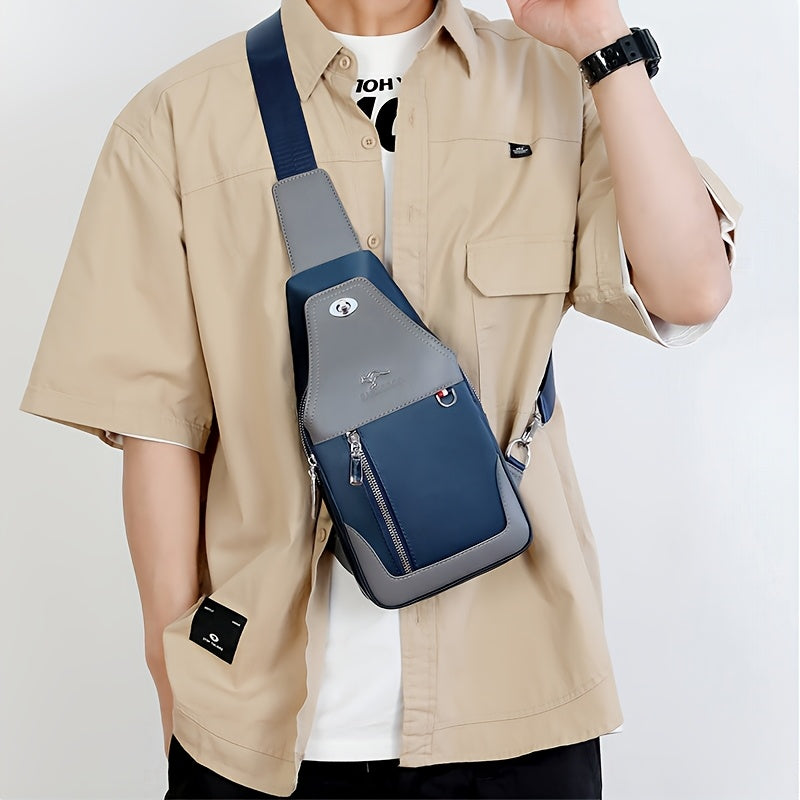 SelectMen'S Large Capacity Motorcycle Bag - Trendy Crossbody Shoulder Bag with Multiple Pockets, Casual Oxford Style, Hand Washable, Ideal for Daily Commute, Everyday Commute Bag|Casual Style Bag|Zippered Closure