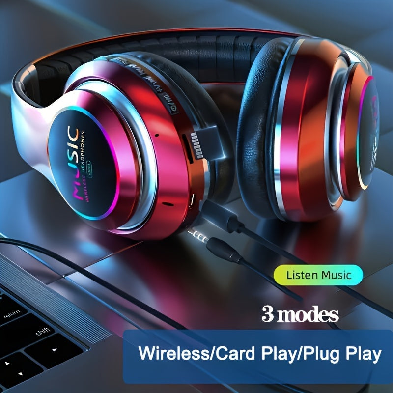 Upgraded Wireless Headphones with Deep Bass, Built-in Mic, Lightweight Foldable Design, 3.5mm Audio Jack, Stereo Sound for Travel, Work, Laptops, and Mobile Devices - iOS Gaming Headset, Ideal Christmas Gift, Headphone Hearin