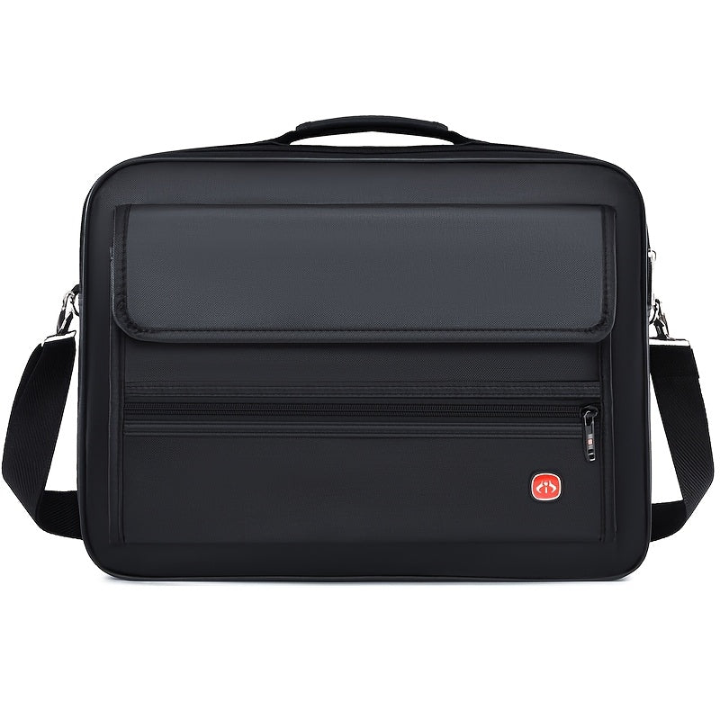 Men's Large Capacity Business Messenger Bag - Black Nylon Fabric, Adjustable Shoulder Strap, Multiple Compartments for Phone, Laptop, Tablet, Keys & Umbrella, Perfect for Work, Travel & Casual Use, Laptop Messenger Bag, Daily