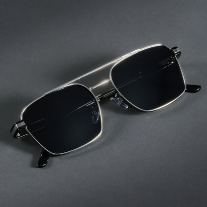 1pc Men'S Full-Rim Pilot Glasses - Stylish Black Frame with Chrome Accents, Polycarbonate Lenses, Perfect for Casual & Business Attire, Everyday Fashion Glasses | Pilot Style | Durable Glasses