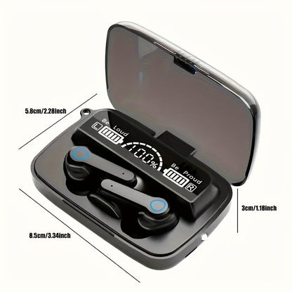 New True TWS Wireless In-Ear Headphones with Digital Display, LED, Charging Case, Wake Up Motion Theater, Noise Cancellation, Touch Control, Volume Control, Wireless, USB Charging, 800mAh Lithium Battery