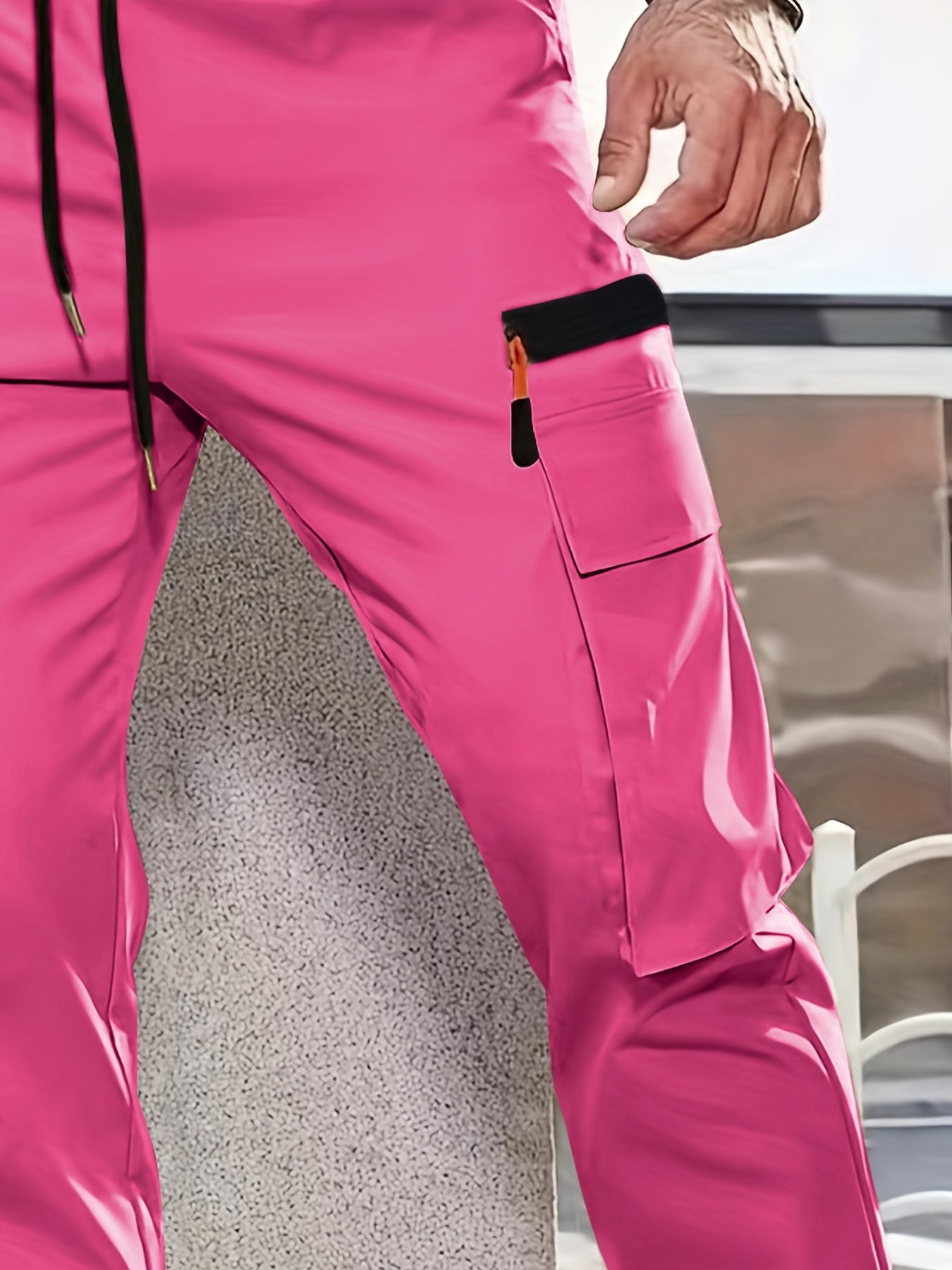 1pc Men'S Fashion Casual Cargo Pants, Solid Color Polyester Non-Stretch Fabric, All-Season Regular Fit with Multiple Pockets, Woven Straight-Leg Trousers for Sports and Leisure