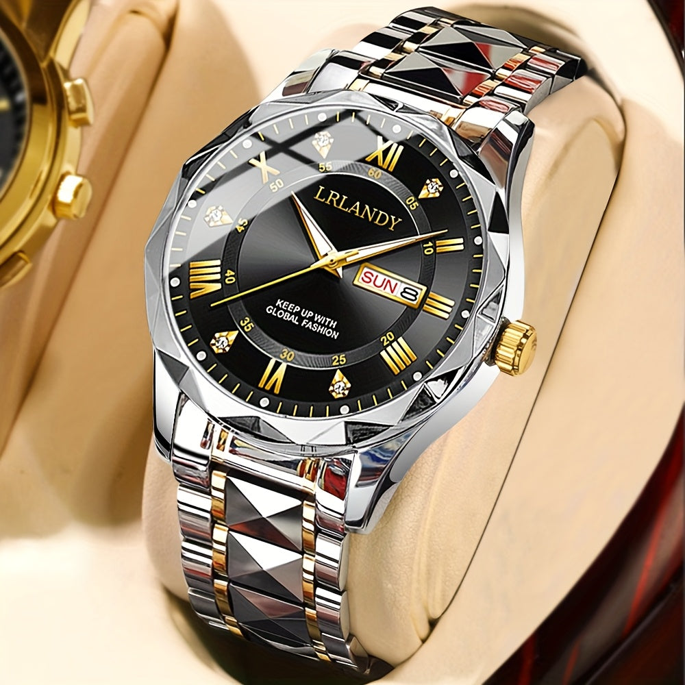 Handsome Personality 1pc Men's Quartz Watch Set - with Calendar Function, Round Dial, Fashion trend, The First Choice for Men's Gifts