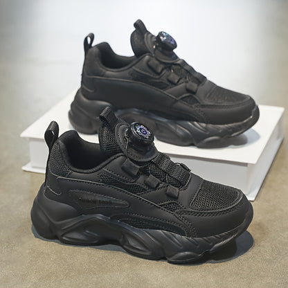 Youngsters' Rotating Buckle Sneakers - Comfortable Sneakers with Mesh Upper, Breathable Design, and Durable EVA Sole for Boys and Girls, Perfect for Casual Wear and Running, Girls Shoes