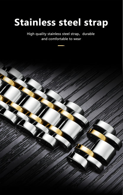 POEDAGAR Men's Luxury Business Quartz Watch - Luminous with Calendar Feature, Stainless Steel Band