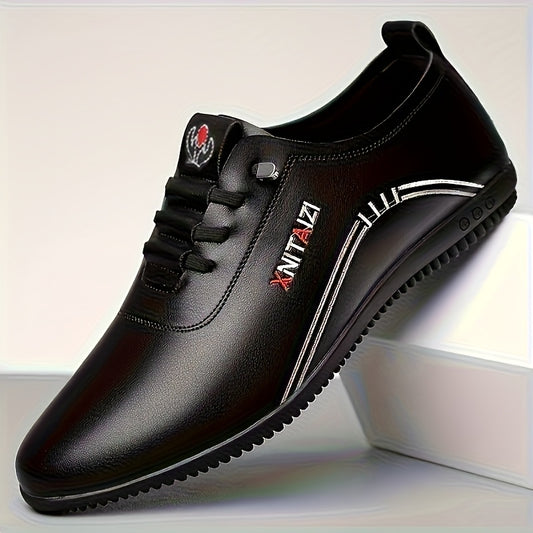 1 Pair of Men's Stylish Black & White Sneakers - Lace-Up Design, Round Toe, Rubber Sole, PU Upper, Perfect for Casual & Business Wear, Everyday Sneakers | Sporty Casual Shoes | Durable Footwear Construction