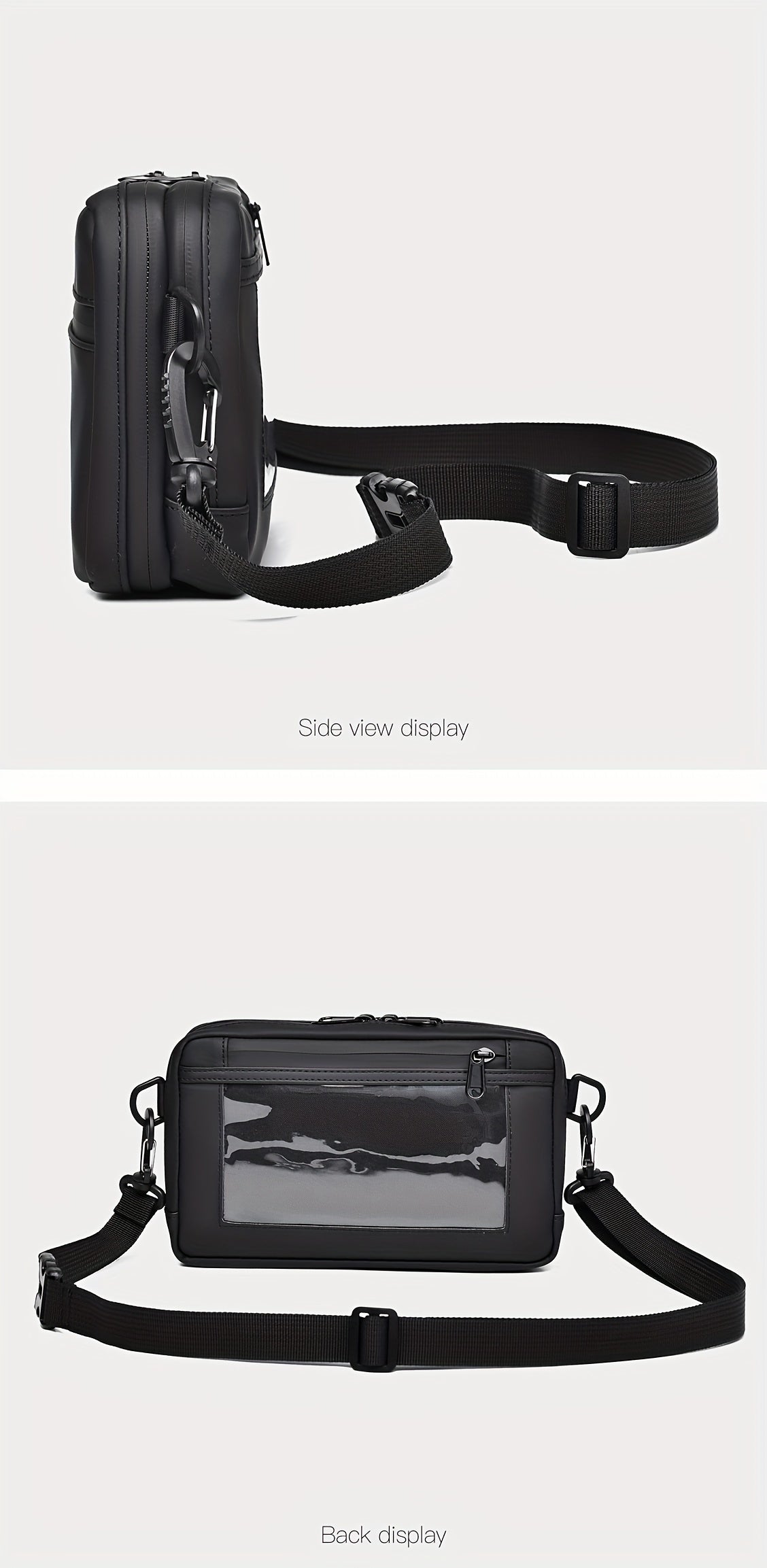 WEIXIER Men's Casual Nylon Handbag - Large Capacity with Adjustable Wrist Strap, Sleek Black for Daily Use, Valentine's Day Gift for Him, Outdoor Bag | Casual Style | Nylon Material