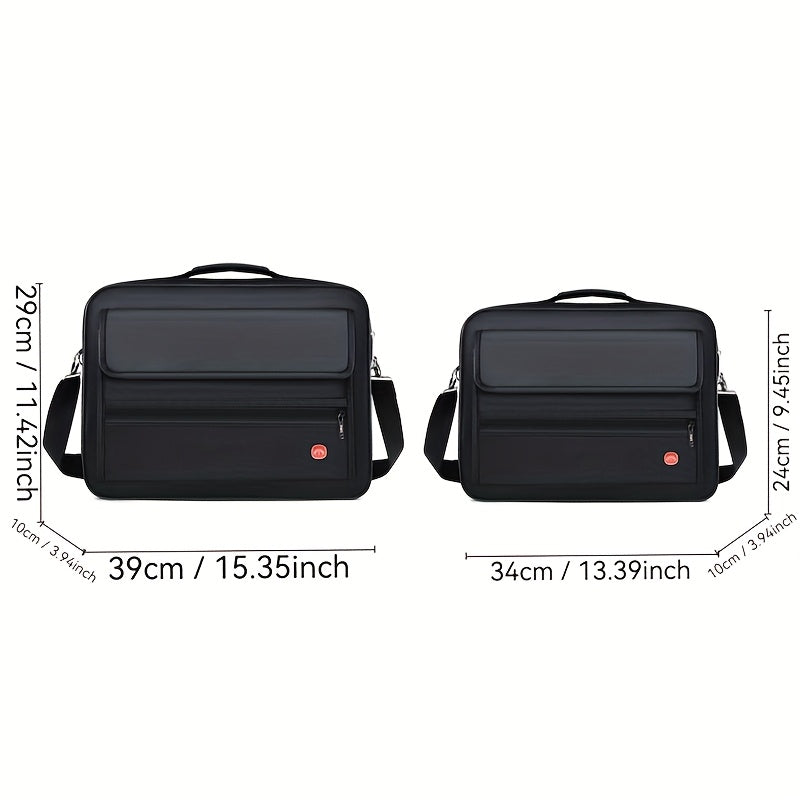 Men's Large Capacity Business Messenger Bag - Black Nylon Fabric, Adjustable Shoulder Strap, Multiple Compartments for Phone, Laptop, Tablet, Keys & Umbrella, Perfect for Work, Travel & Casual Use, Laptop Messenger Bag, Daily