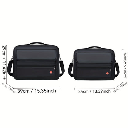 Men's Large Capacity Business Messenger Bag - Black Nylon Fabric, Adjustable Shoulder Strap, Multiple Compartments for Phone, Laptop, Tablet, Keys & Umbrella, Perfect for Work, Travel & Casual Use, Laptop Messenger Bag, Daily