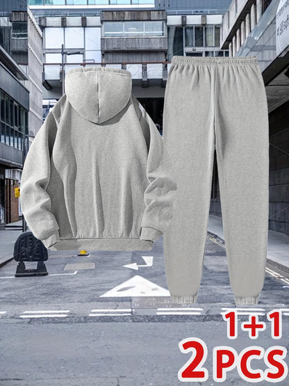 Men'S Autumn And Winter Two-Piece Suit, 1 Hooded Sweatshirt And 1 Pair of Casual Sweatpants, Loose Version, Comfortable to Wear, Very Suitable for Autumn And Winter Sports And Leisure Running Wear