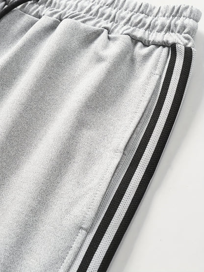 Men'S Spring And Autumn Sports Leisure Set Featuring a Stand-Up Collar Zip-Up Long Sleeve Top, Drawstring Waist Long Pants, Suitable for Running, Outdoor Fitness, And Home Wear, with Pockets And Zippers.