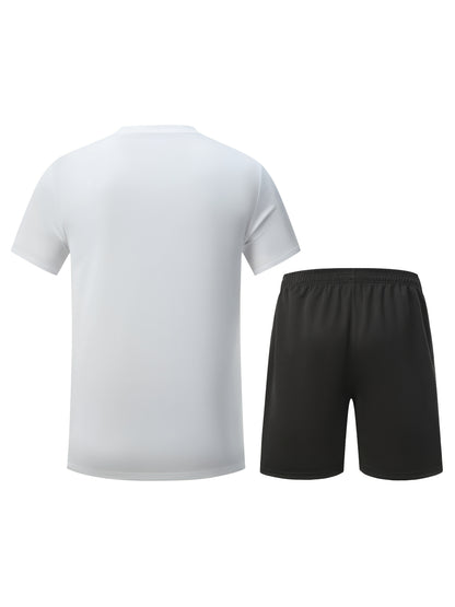Men'S Lightweight Running Set - Breathable, Quick-Dry Athletic Wear with Zipper Pockets, Ideal for Outdoor Fitness & Training, Casual Sportswear|Casual Sportswear, Athletic Wear