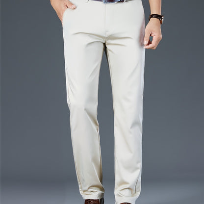 Four Seasons Men's New Casual Formal Pants Business Style Trendy Casual Long Pants Fashionable Versatile Men's Elastic Western Pants Comfortable Classic Design Casual Wear
